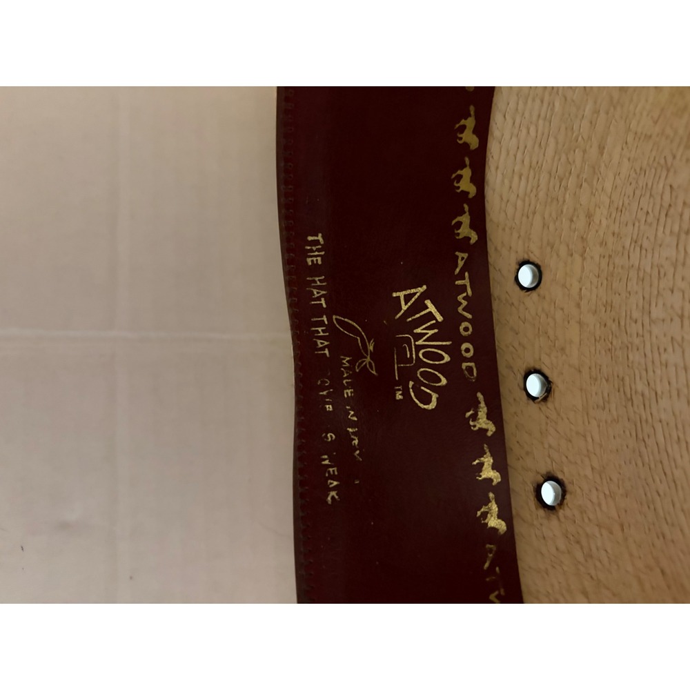 Atwood 5X Shantung Straw Cowboy Hat Tan Long Oval 7 5/8 Cattleman Crease - Picture 3 of 9